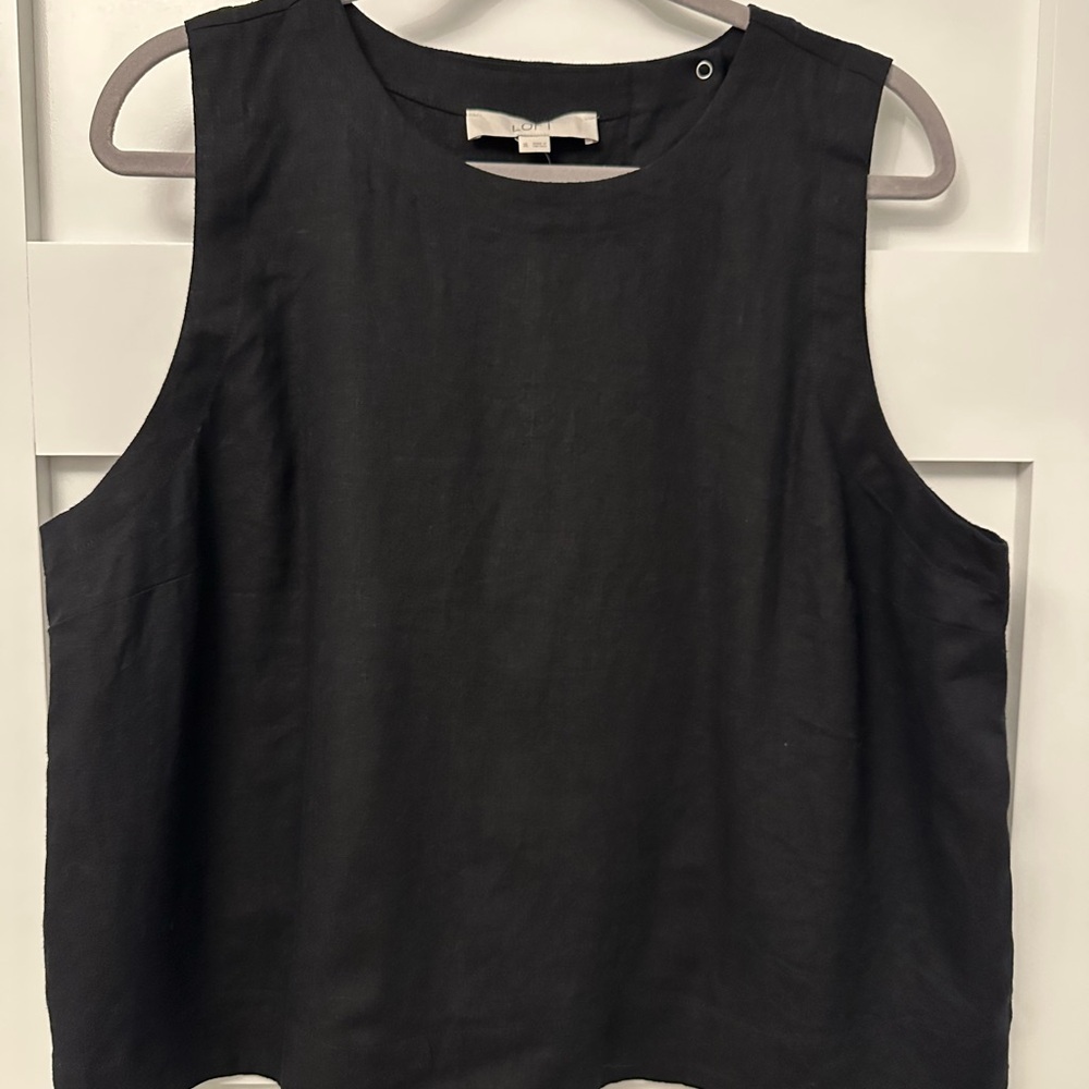 LOFT Black Linen Sleeveless Tank Top